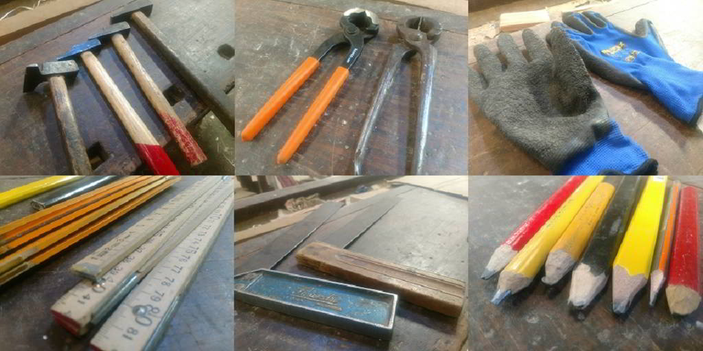 varias herramientas de carpintería básica
