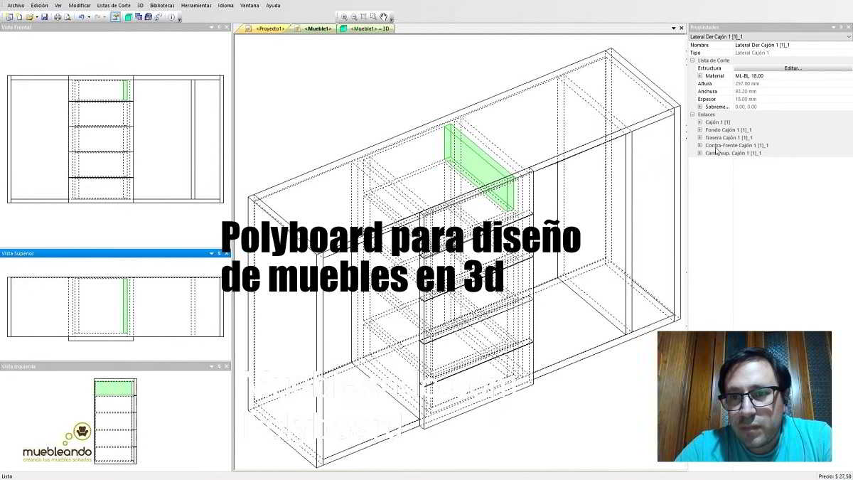 polyboard para diseño de muebles 3d