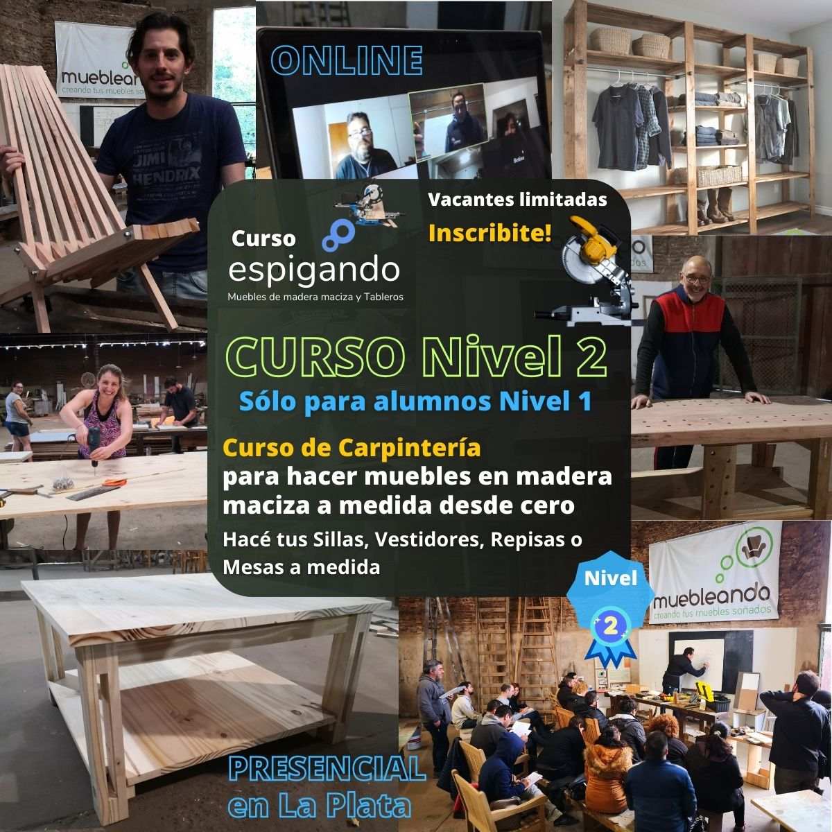 Espigando Curso de carpintería para muebles de madera a medida