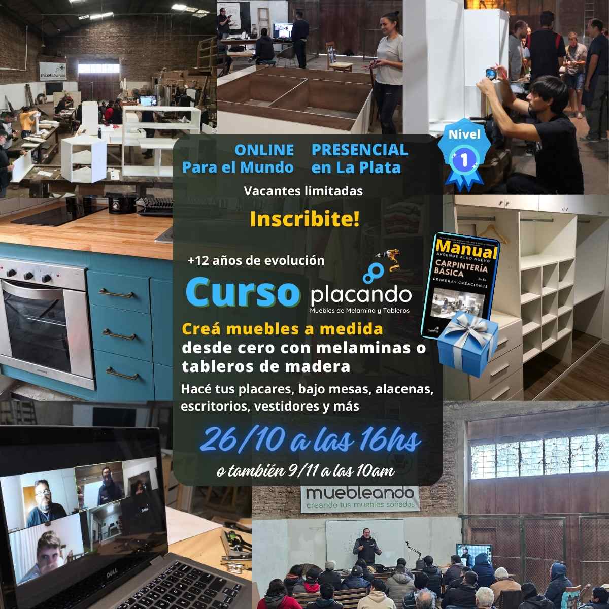 Curso de carpintería muebles melamina 2024