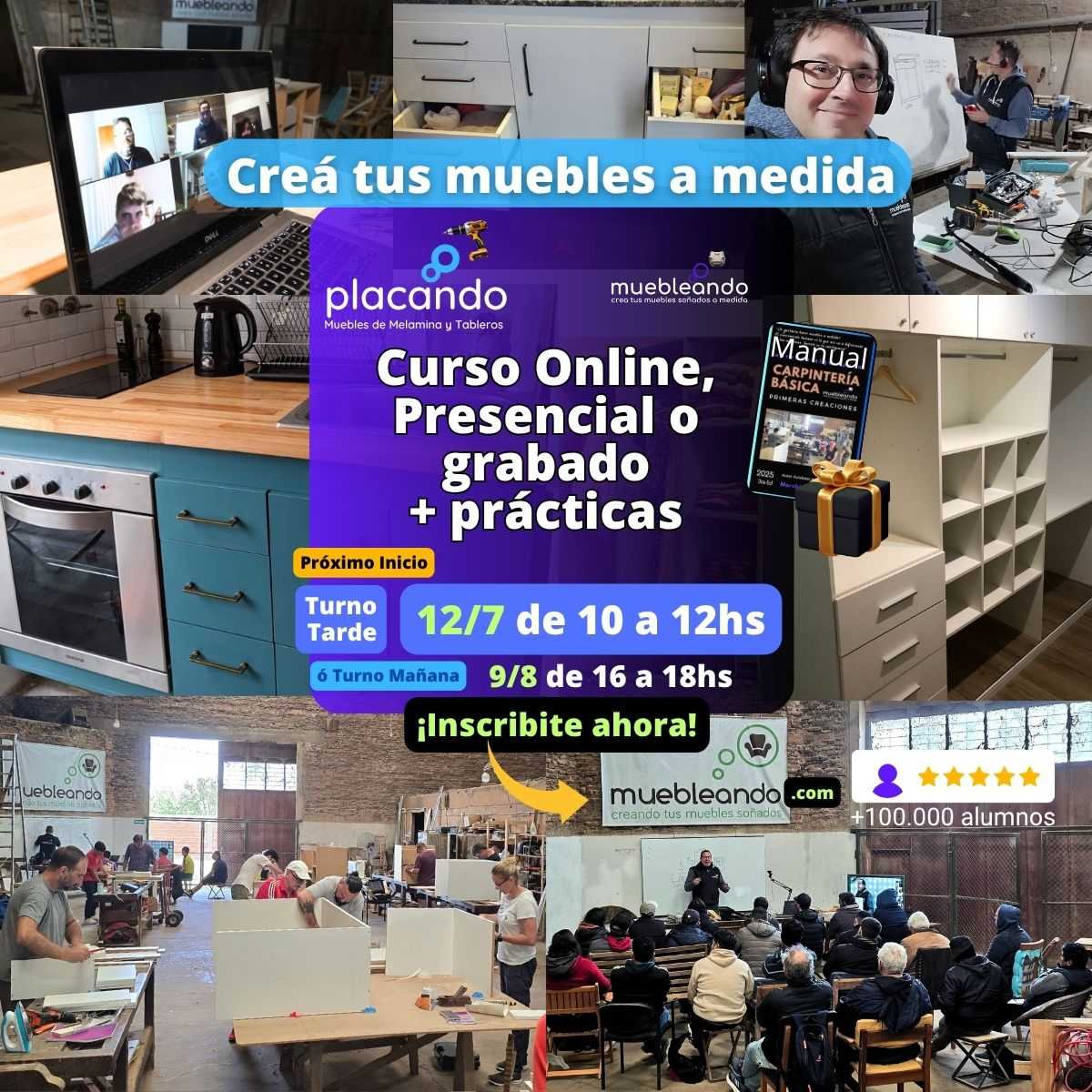 Curso de carpintería muebles melamina Julio 2025