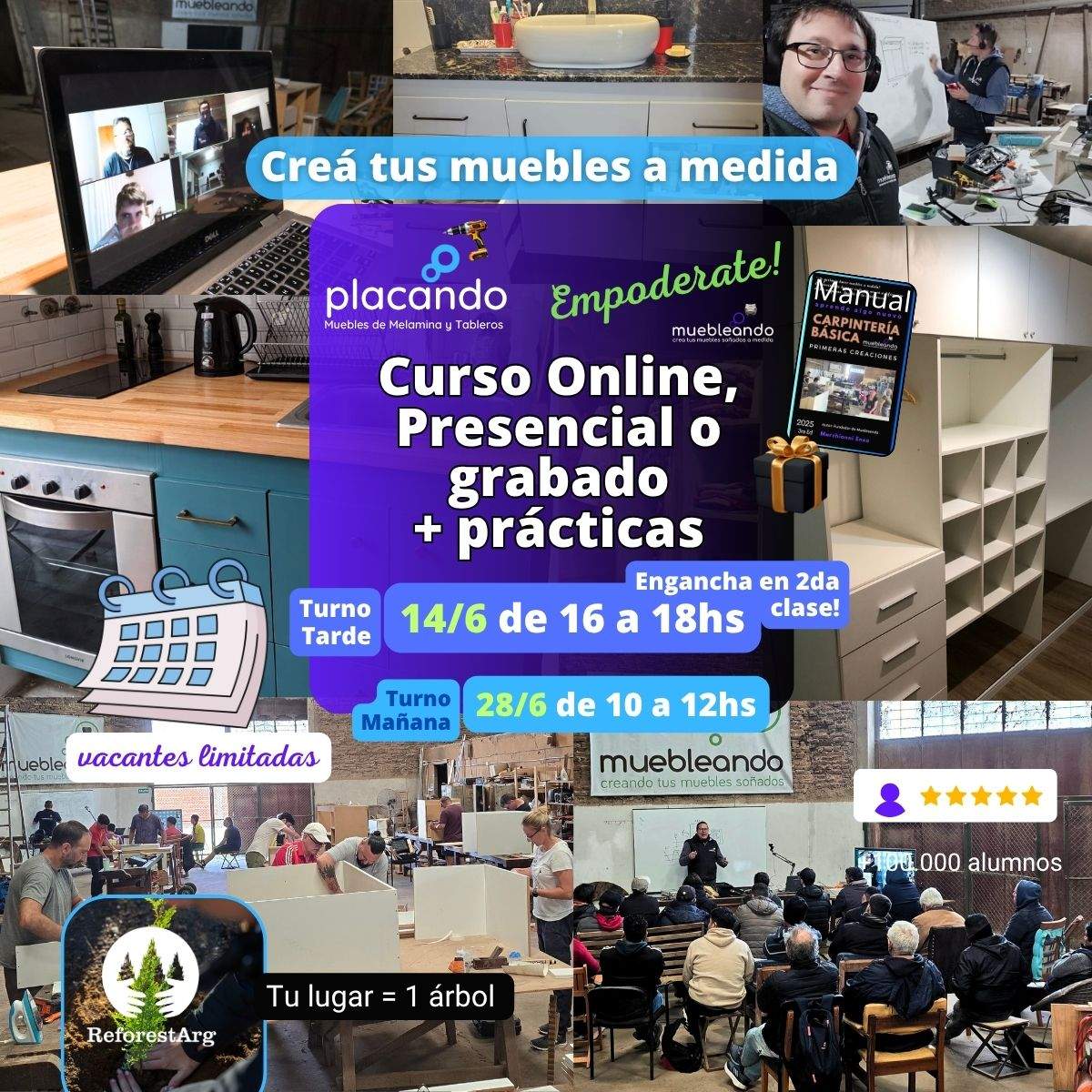 Curso de carpintería Online muebles melamina 2025