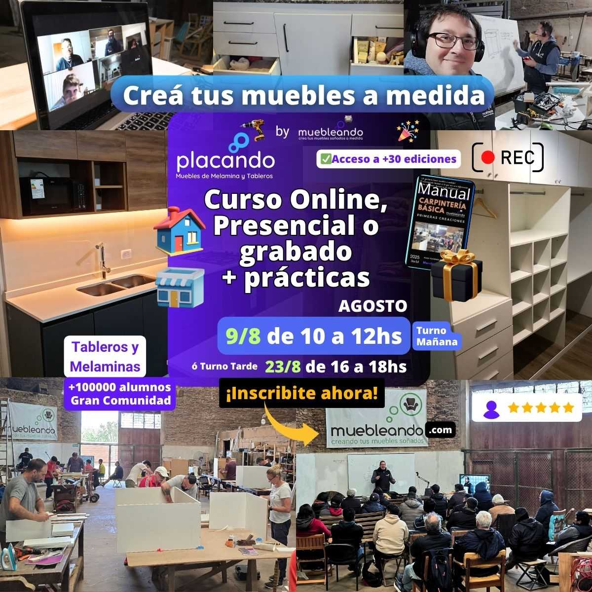 Curso de carpintería muebles melamina Julio 2025