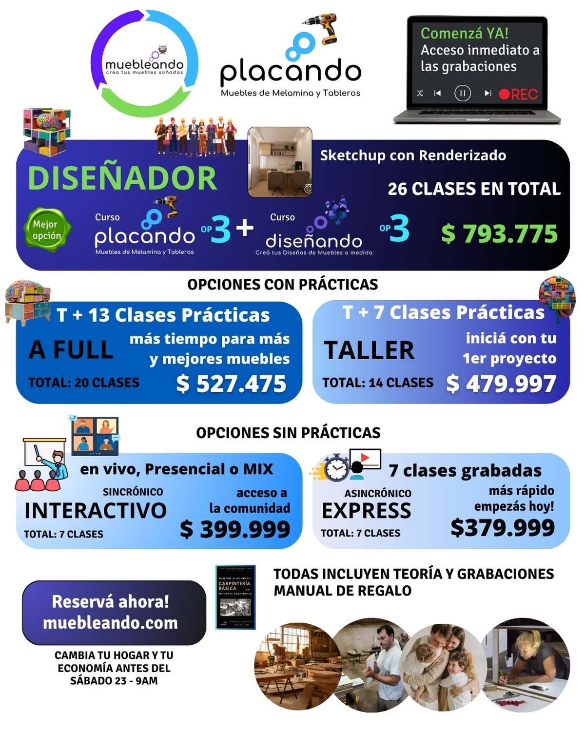  cursos Muebleando Placando 2025
