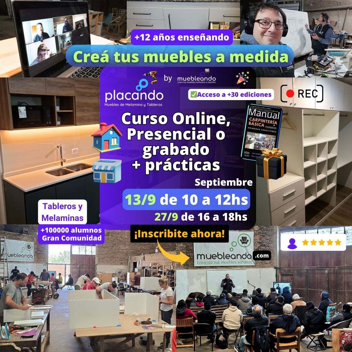 Curso de carpintería muebles melamina Septiembre 2025