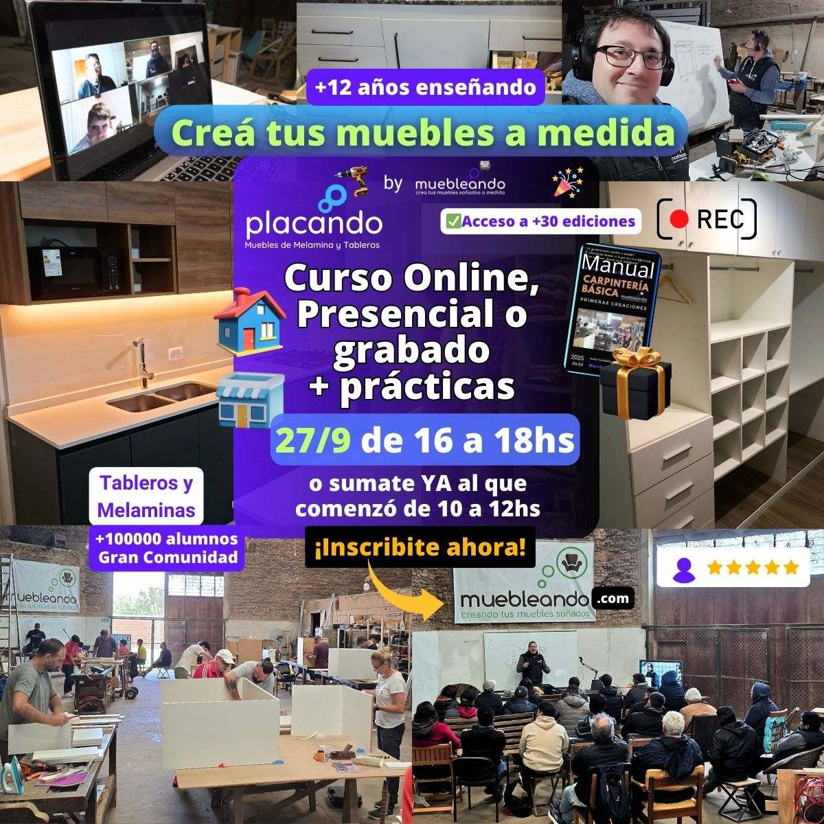 Curso de carpintería Online muebles melamina 2025