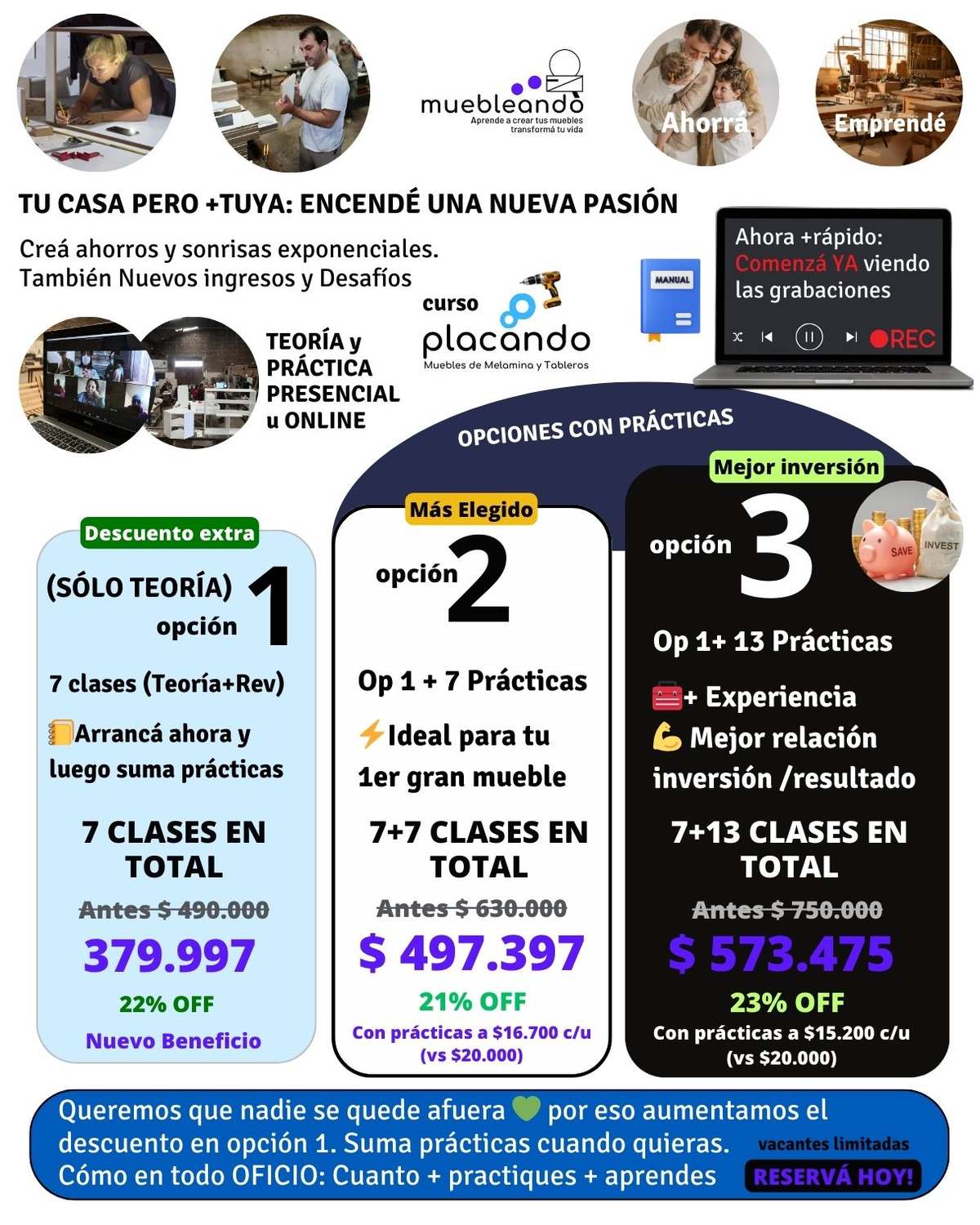  cursos Muebleando Placando 2025