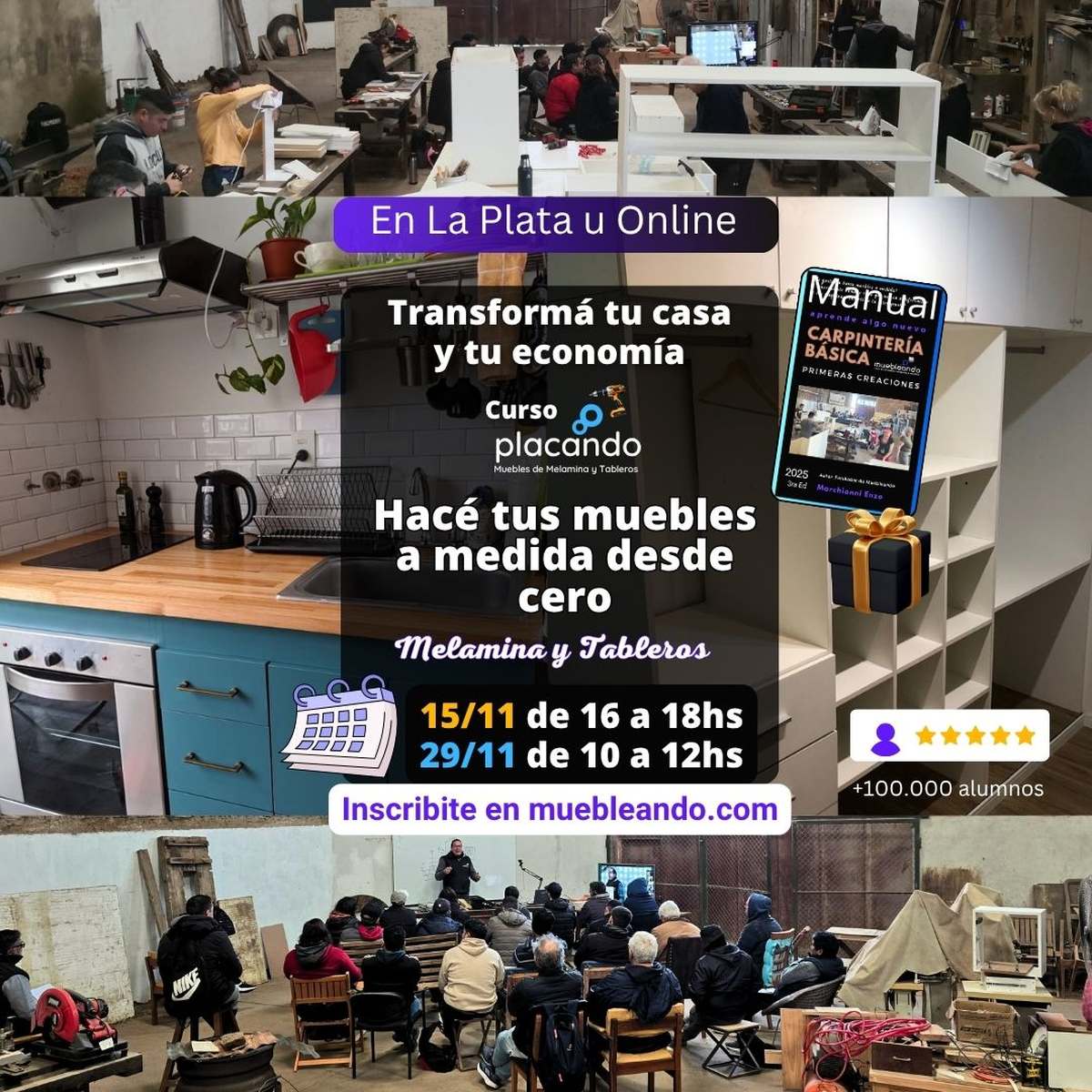 Curso de carpintería muebles melamina Noviembre 2025 Curso de carpintería muebles melamina Noviembre 2025