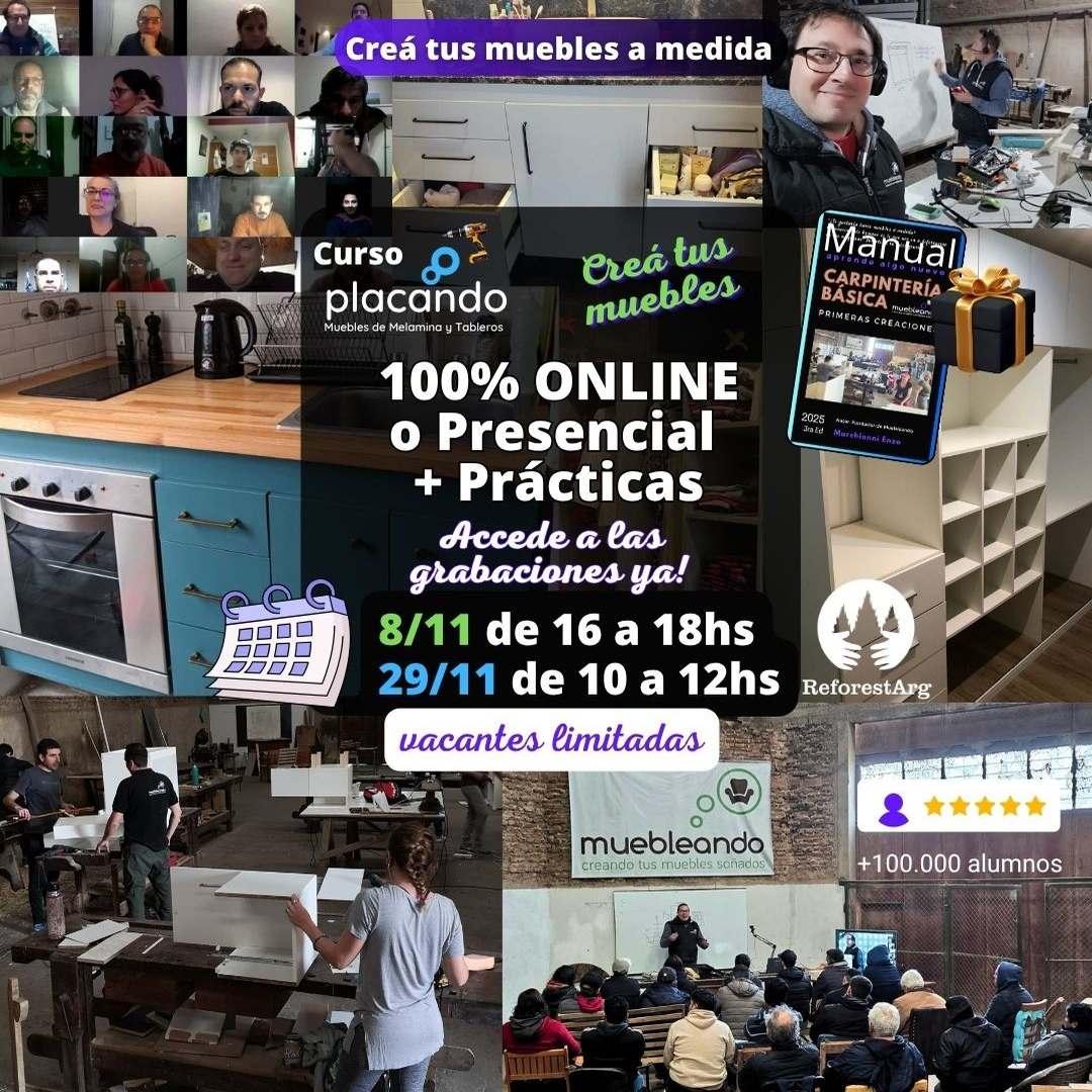 Curso de carpintería muebles melamina Noviembre 2025